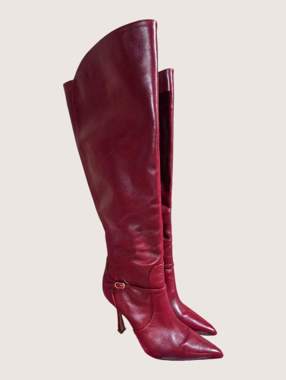Sam Edelman Elia Burgundy Red Leather Tall Heeled Boots Size 8